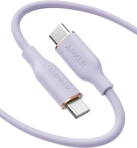 انكر كيبل USB-C الى USB-C، كيبل 643 100 واط 6 قدم، كيبل شحن USB 2.0 نوع C للشحن السريع لماك بوك برو 2020، ايباد برو 2020، ايباد اير 4، ايباد ميني 6، جالكسي اس 21، بيكسل، سويتش (ارجواني فاتح)